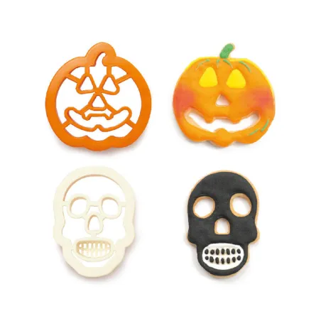 Embossing & cookie cutter set skull and pumpkin, 2-piece