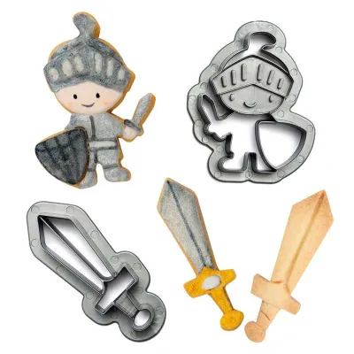 Embossing & cookie cutter set knight and sword, 2 pieces