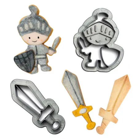 Embossing & cookie cutter set knight and sword, 2 pieces