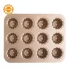 Mini cake baking dish rose gold, 12 pieces