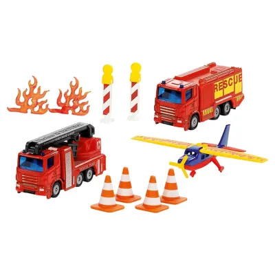 Spielfahrzeug-Set Feuerwehr als Cake Topper