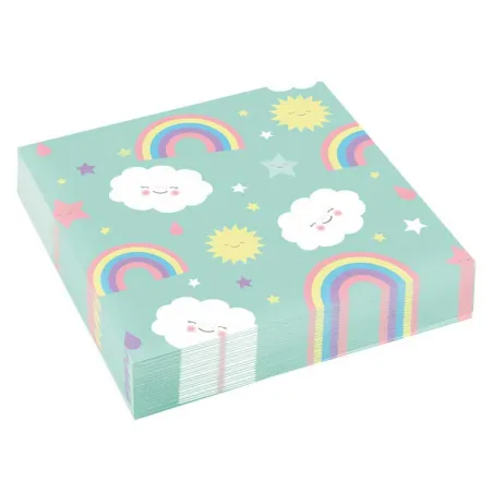 Tovaglioli arcobaleno e nuvole 33 x 33 cm, 16 pezzi