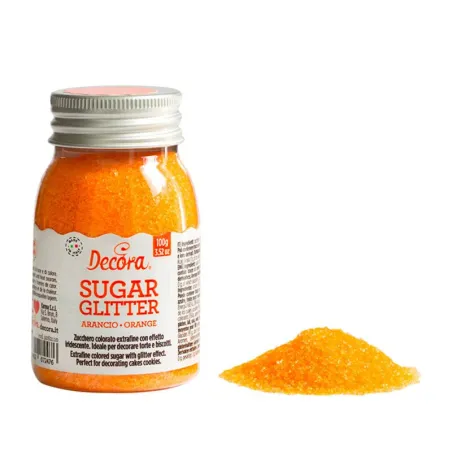 Orange glitter sugar, 100 g