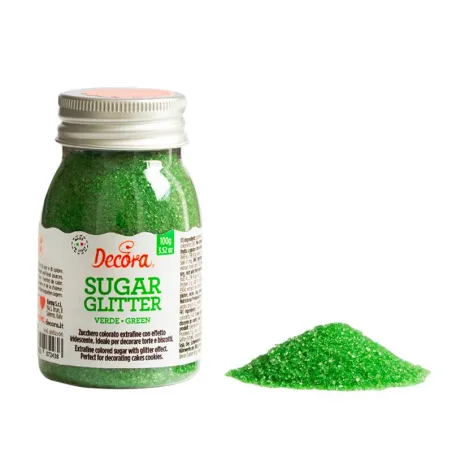 Zucchero glitterato verde, 100 g