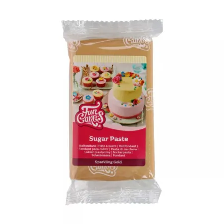 FunCakes Pâte à sucre Sparkling Gold, 250 g