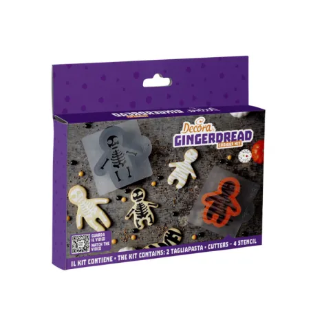 Zombie & skeleton cookie cutter set with template