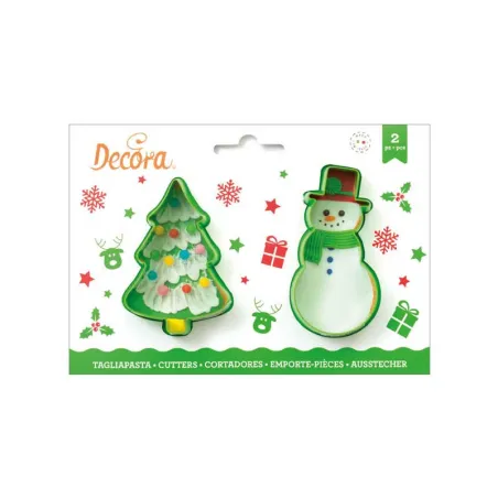 Christmas tree & snowman cookie cutter set, 2 pieces