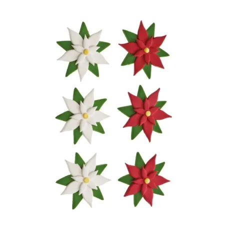 Sugar decoration poinsettia, 6 pieces