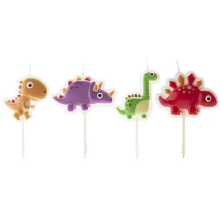 Candele Dinos Party, 4 pezzi