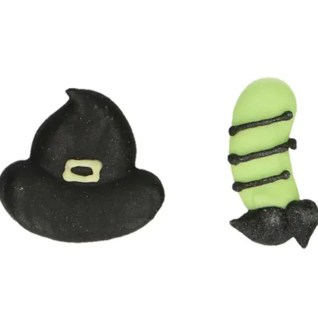 Sugar decoration witch's hat & legs, 18 pieces