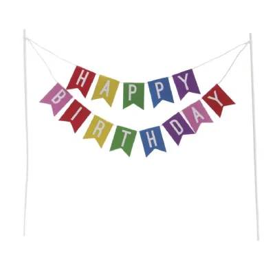 Cake topper garland colorful Happy Birthday