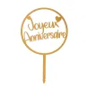 Cake Topper Joyeux Anniversaire Gold, 10 x 16 cm