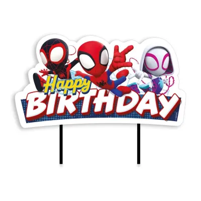 Cake Topper Spiderman Happy Birthday, 17.5 x 9 cm