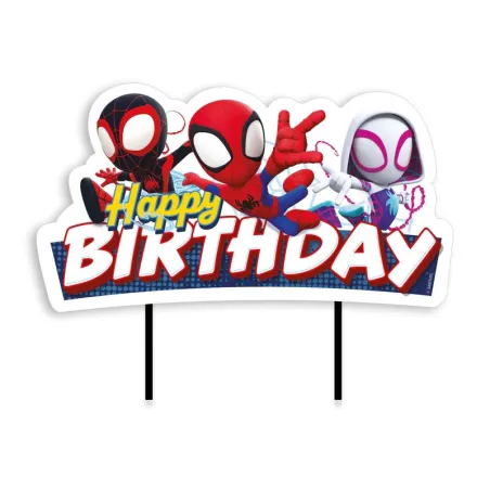 Cake topper Spiderman Happy Birthday, 17,5 x 9 cm
