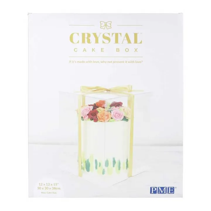 Transparent cake box set, 32 x 32 x 40 cm