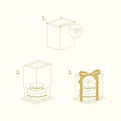 Transparent cake box set, 28 x 28 x 35 cm