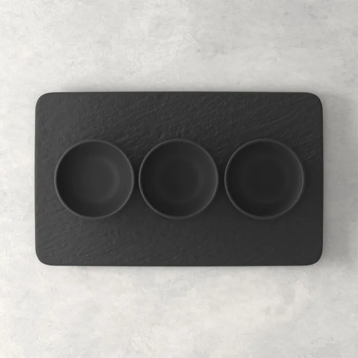 Manufacture Rock Dip Bowl Set 4 Pezzi, Nero di Villeroy & Boch