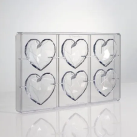 Stampo per praline a cuore diamantato, 6 pezzi