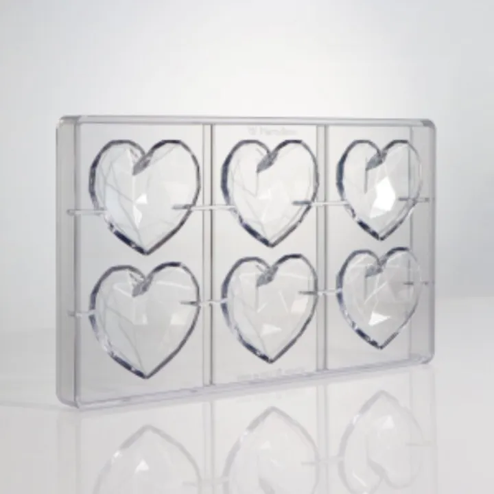 Stampo per praline a cuore diamantato, 6 pezzi