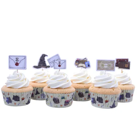 Stampi e toppers per cupcake Hogwarts, 24 pezzi ciascuno