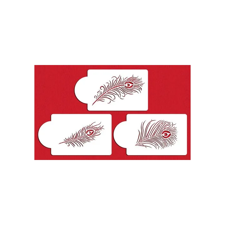 Peacock Feather Stencil, Set of 3 for Elegant Decorations