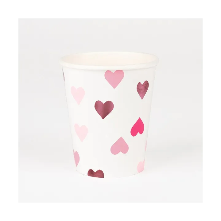 Becher Herzen Pink, 8 Stück