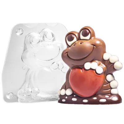 Chocolate mold frog with heart for great own chocolate figures