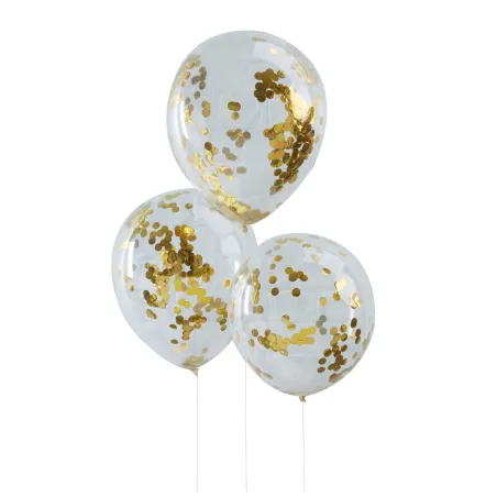 Confetti balloon gold, 5 pieces