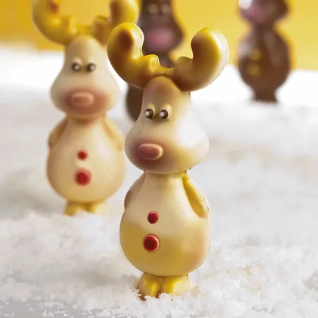 Stampo per cioccolato 3D renna, 4 pezzi per dolci figure di cioccolato