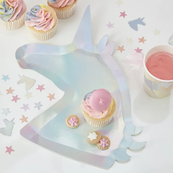 Paper plate unicorn Shiny, 8 pieces
