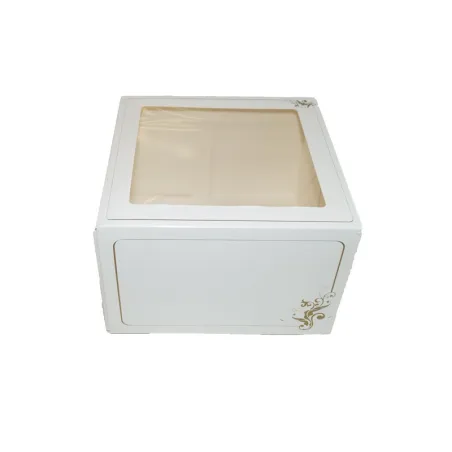 Cake box with window White and Gold 19 x 19 x 5 cm