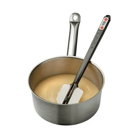 Dough scraper with large thermometer for stirring and measuring