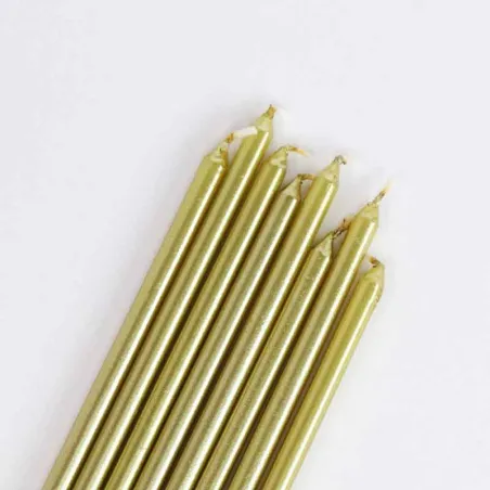 Candles extra long, gold, 16 pieces for elegant birthday cakes
