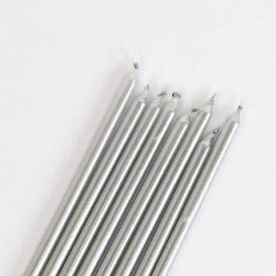 Candles extra long, silver, 16 pieces for elegant birthday cakes