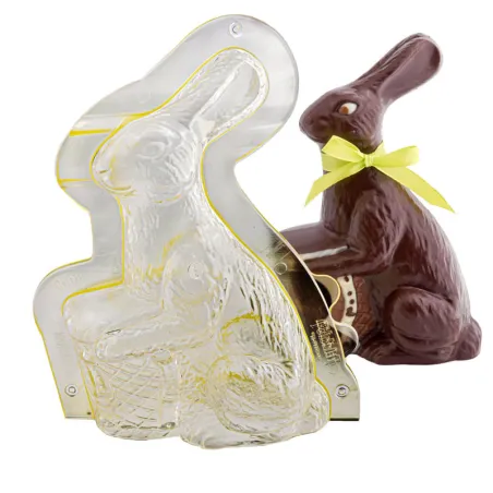 Chocolate mold nostalgia bunny with basket for sweet chocolate figures