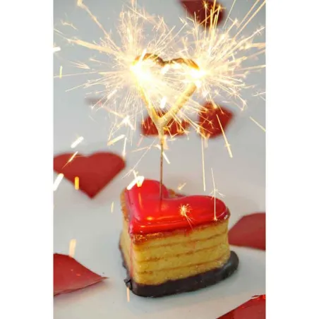 Cierge magique coeur or pour anniversaires, jubilés et autres occasions