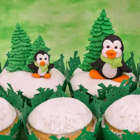 Silicone embosser penguin mother & baby