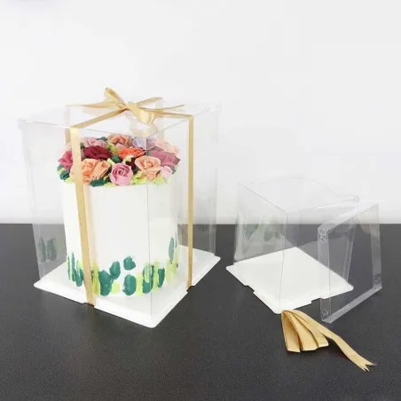 Cake box set transparent, 18 x 18 x 20 cm
