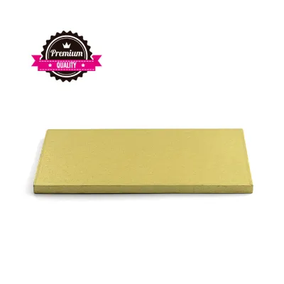 Cake plate rectangular extra strong gold 30 x 40 cm for safe transport