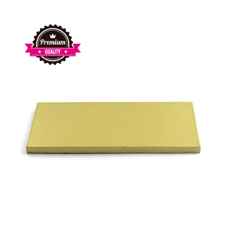 Cake plate rectangular extra strong gold 30 x 40 cm for safe transport