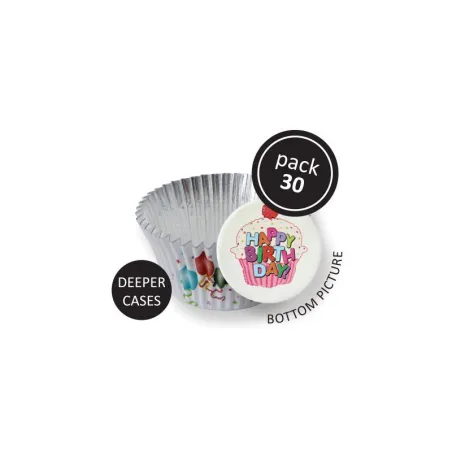 Cupcake molds Happy Birthday, 30 pieces