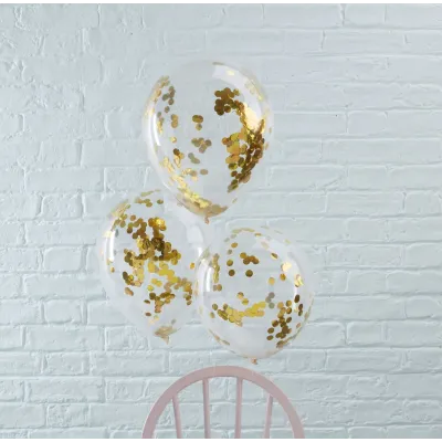 Palloncini a coriandoli oro, 5 pezzi