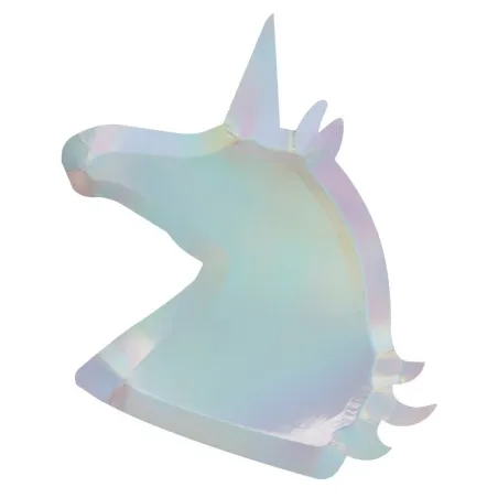 Piatto di carta unicorno lucido, 8 pezzi