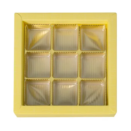 Praline packaging yellow for 9 chocolates for noble gifts