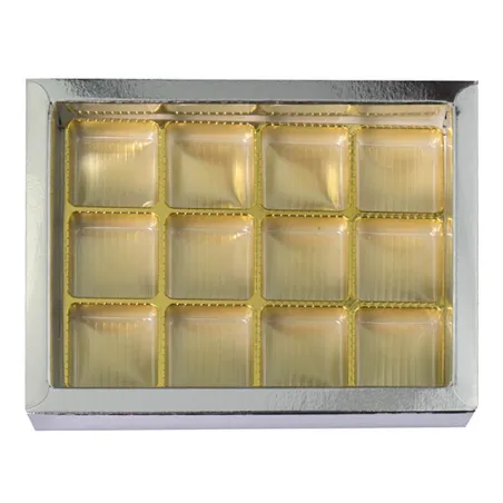 Praline packaging silver for 12 chocolates for noble gifts