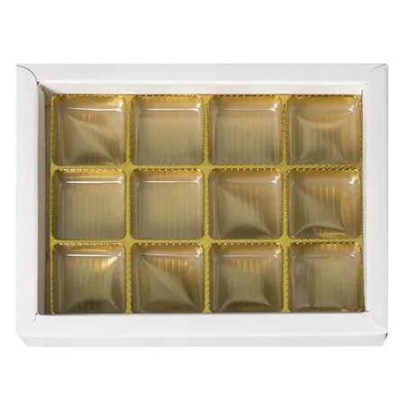 Emballage blanc pour 12 pralines pour cadeaux raffinés