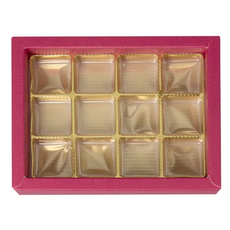 Praline packaging pink for 12 chocolates for noble gifts