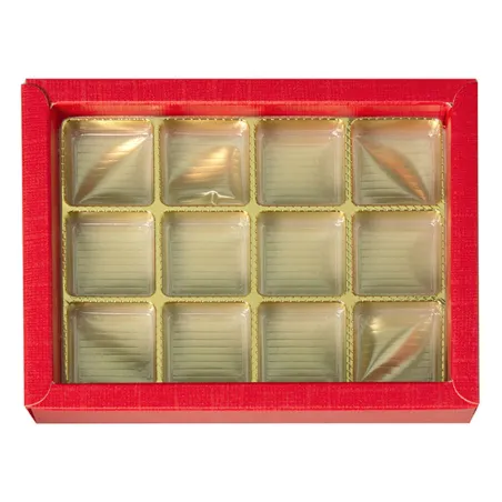 Praline packaging red for 12 chocolates for noble gifts