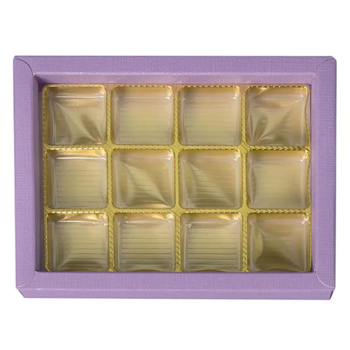 Praline packaging purple for 12 chocolates for noble gifts