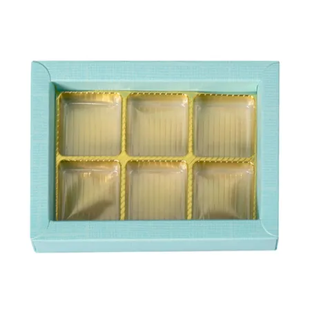 Confezione di cioccolato azzurro per 6 cioccolatini per regali nobili
